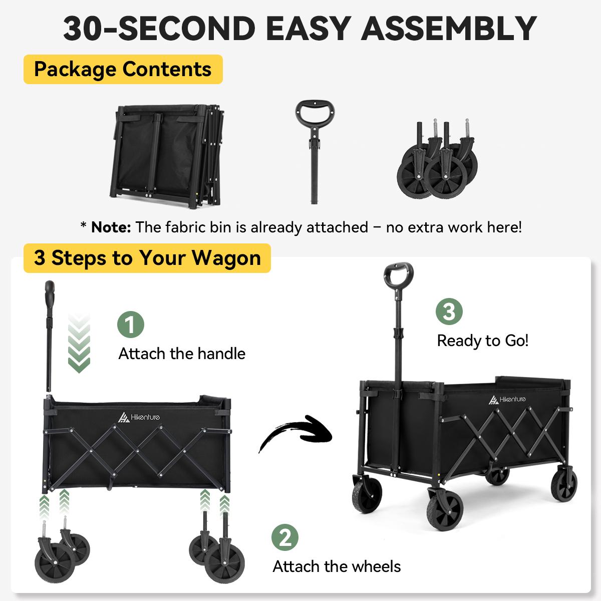 Hikenture Wagon Cart Foldable,Ultra-Compact Small Utility Folding Wagon,Heavy Duty Grocery Cart with All-Terrain Wheels,Portable Collapsible Wagon for Garden,Beach Wagon,Camping Wagon,summervibes