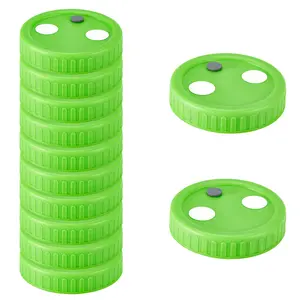 12Pcs 86mm Mushroom Jar Liquid Culture Lid Wide Mouth Food Grade Plastic Grain Spawn Cultivation Mason Jar Lid with PTFE Membrane & Self Healing Injection Ports for Mushroom Cultivation