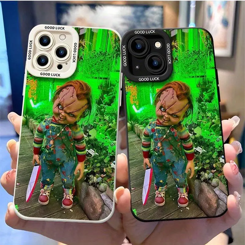 Chucky Doll-Themed TPU Material Smartphone Case with Knife Design - Multi-Model Protection Cover for iPhone 11 Pro,12,13,14,15,16, Lens Protected, Halloween-Ready Gift for Movie Lovers
