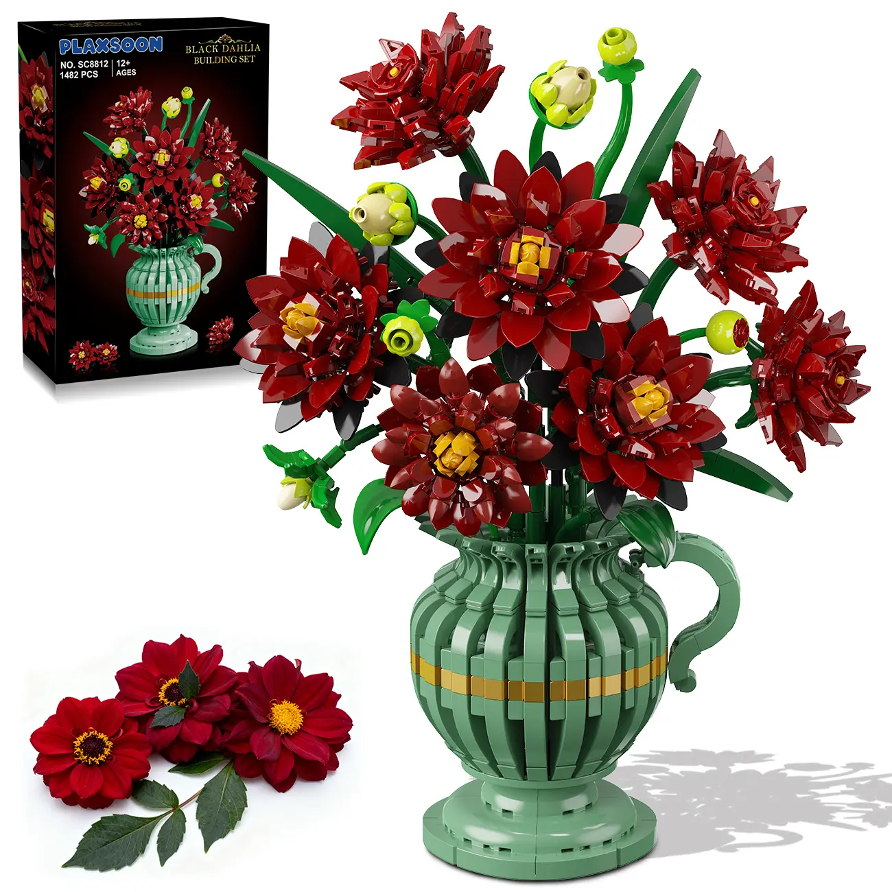 Billlie ソウルコン　ハルナセット Black Dahlia Flowers Bonsai Building Set, Botanical Collection
