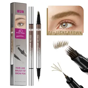 2-in-1 4D Microblading Eyebrow Pen – Waterproof Smudge Proof Brow Pencil with Brush Tip, Natural Hair Stroke Feathered Brows, Long Lasting Easy Makeup for Beginners