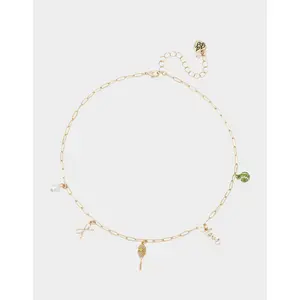 Betsey Johnson TENNIS RACQUET FRONTAL NECKLACE GREEN
