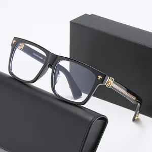 1pc Retro Square Glasses Frames for Men & Women - Stylish Anti-Blue Light Eyewear, Black Rectangular Frame, Clear Lenses Browline Eyeglass
