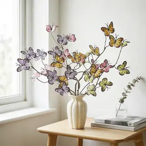 Realistic Colorful Butterfly Flower Dried Branches, Artificial Plant Decorations, Perfect for Home & Garden, High-Quality Material