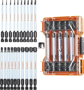 Crosstar 4" Long Hex Bit Set 20PCS (Metric & SAE) - Impact Allen Wrench Drill Bit Set, S2 Steel 1/4" Hex-Shank, CNC Machined Tips with Magnetic Head, Storage Box & FREE Magnetizer