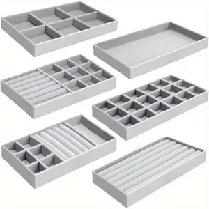 Jewelry Tray, 3 Counts/set Velvet Jewelry Insert Drawer, Stackable Multilayer Storage Jewelry Organizer for Rings, Earrings, Bracelets, Necklaces, Brooches, Jewelry Storage Box, Jewelry Storage Unit