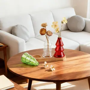 Plant Propagation Stations with Vintage Wooden Pallet,Tricolor Christmas Tree Glass Vase for Plants with DIY Sticker Decoration and Cleaning Brush,Thoughtful and Elegant