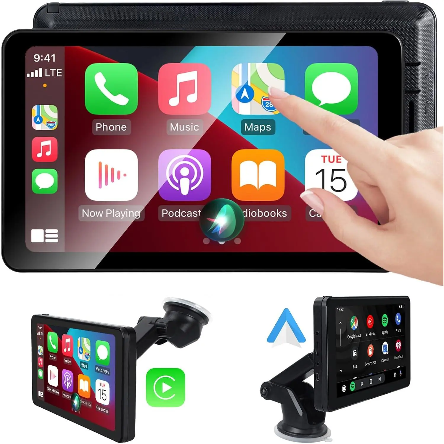 Compatible Wireless Apple CarPlay Android Auto Screen for Car, 7" Touch Screen Naivgation Car Stereo Portable Car Play Bluetooth Mirror Link, Siri, AirPlay, AUX, Voice Assistant ultimate portable christmas haul 2024