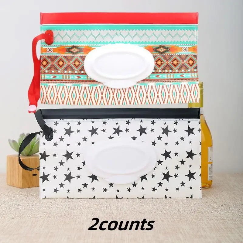 2-Pack Wet Wipes Bags, Portable Travel Flip-Top Self-Seal Eva Wet Wipe Dispenser Pouches, Convenient Storage for On-The-Go Use