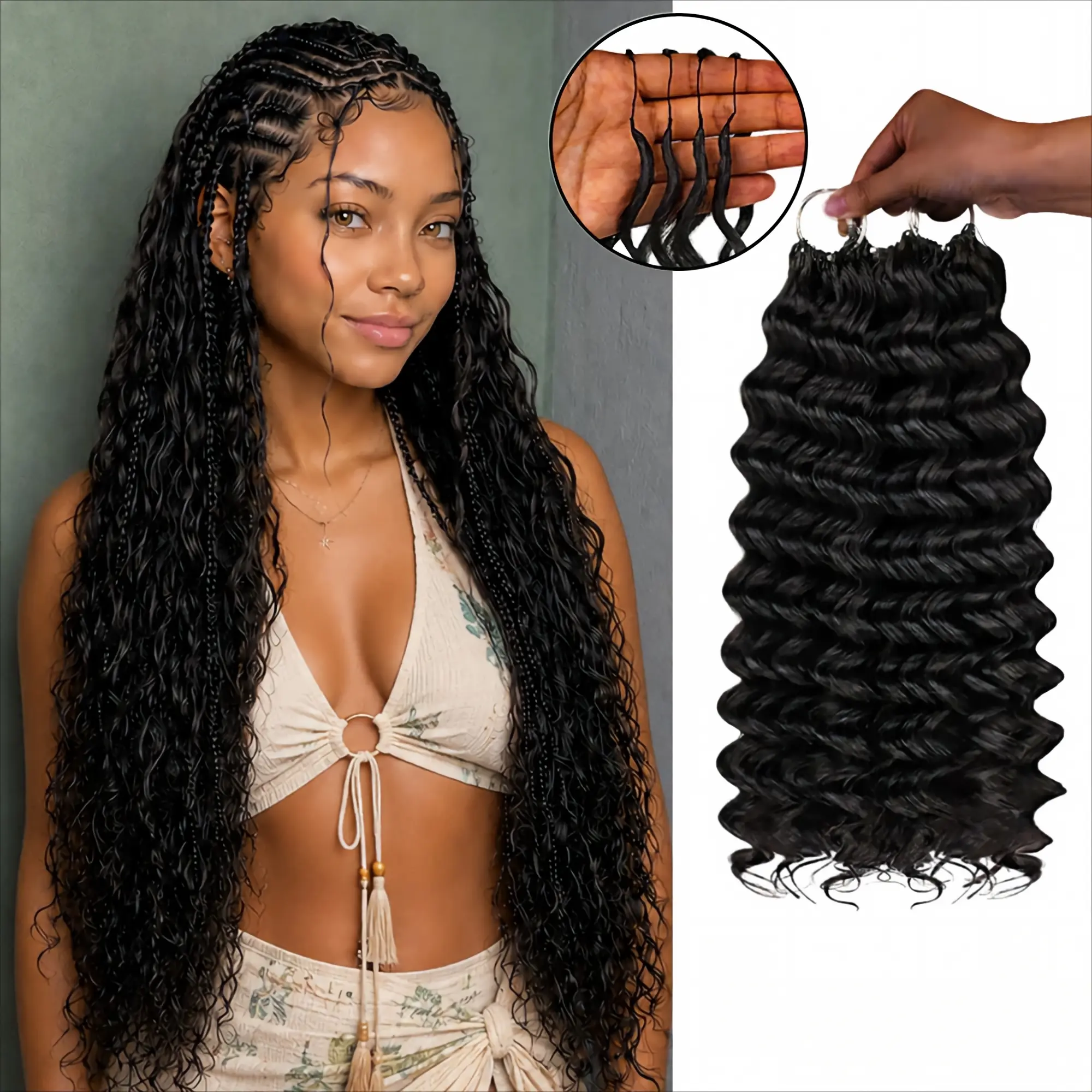Lashey Crochet 100% Feather Crocher Human Hair for Miracle Knots Boho Braids Burmese Curly Pre-Separated 50g-70g/Pack, 3-4 Packs for Full Head, Multiple Curly&Wave Textures Protective Hairstyles for Black Women##tiktokshopbacktoschool #SummerWins
