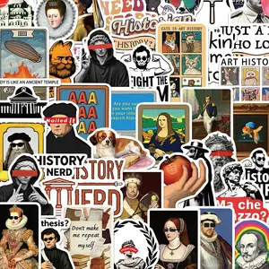 Funny History Meme Sticker, 50pcs/set Creative Funny Decorative Sticker, DIY Decals for Water Bottle, Laptop, Phone Case, Scrapbooking, Journal Making