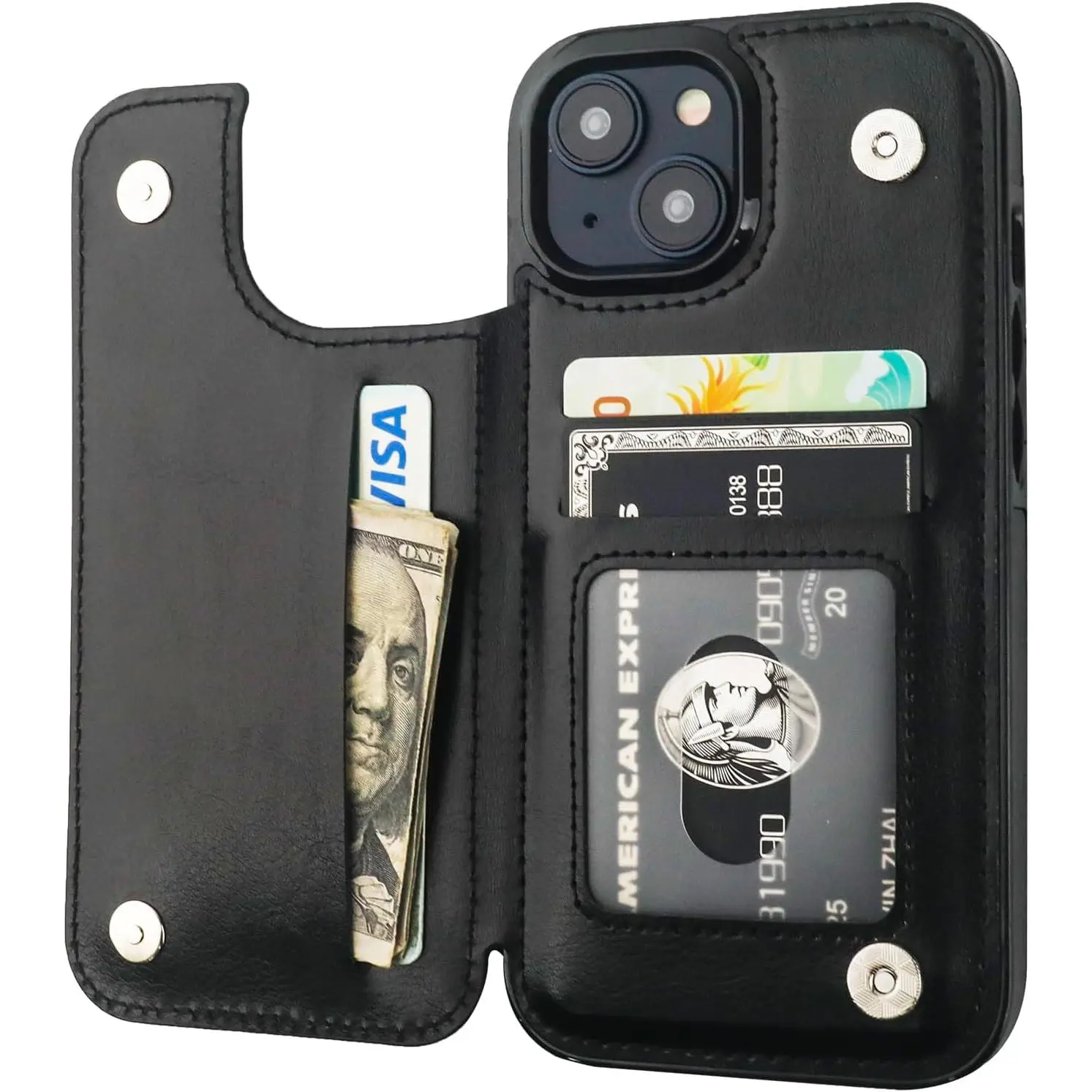 Phone Cases for iPhone 17 Pro Max 16 15 14 13 12 Pro Max Wallet Cases with Card Holder, PU Leather Kickstand Card Slots Case, Double Magnetic Clasp and Durable Shockproof Cover case for iphone 17 Pro Max