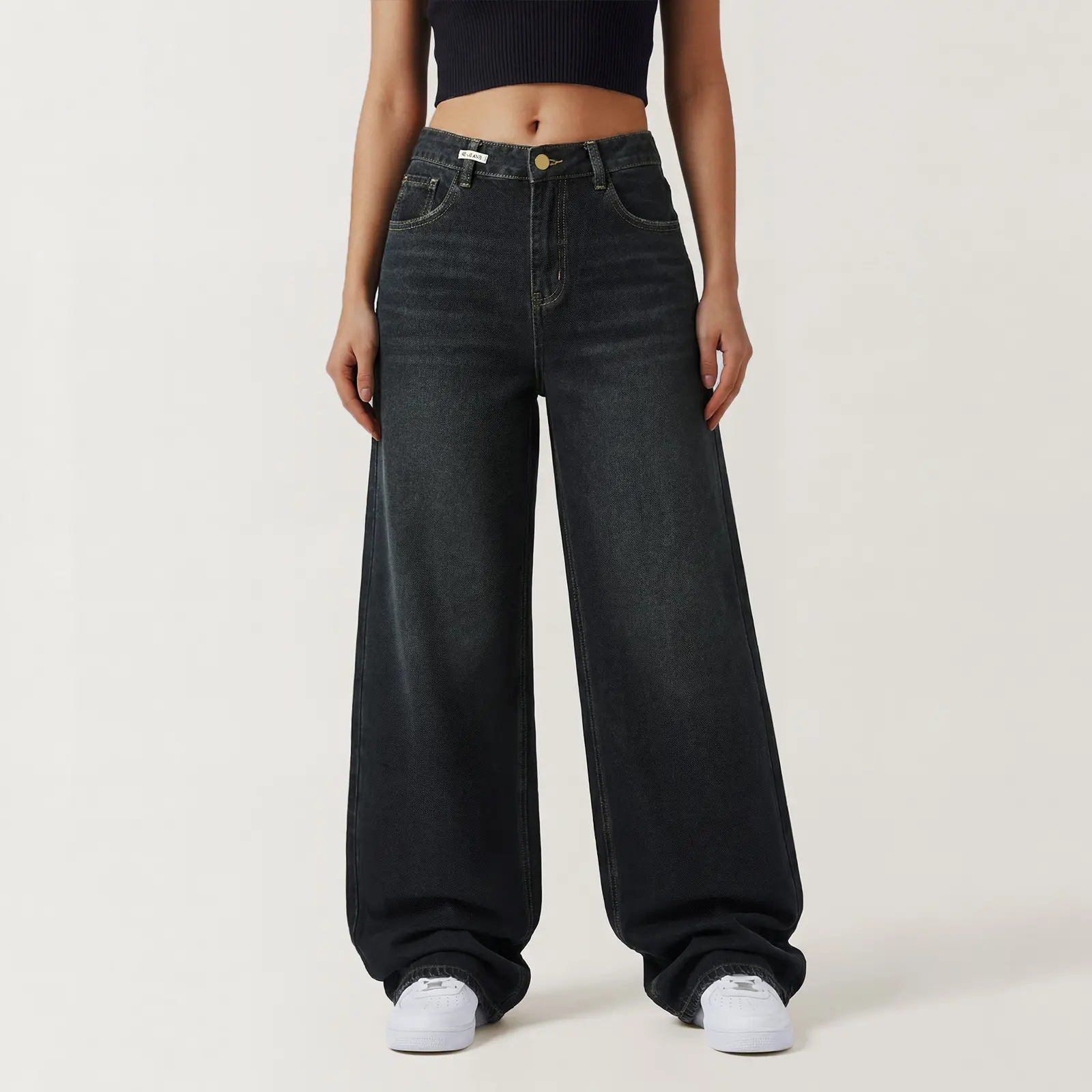 EMMIOL Wide Leg Baggy Jeans for Women – Y2K  Low Rise Denim jeans, Casual Streetwear 4 Pockets, Button Closure & Belt Loose Fit,baggy Fit Jean Summer Vibes