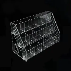 Clear Marker Storage Organizer Desk Pencil Holder Makeup Brush Holder Divider Stationery Organizer Acrylic Riser Display Stands Desk Accessories