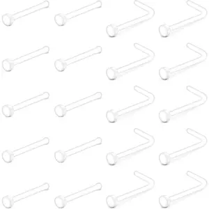 18G 20G Clear Nose Studs  L Shape Nose Rings Bioflex  Pin Straight Nose Studs Flexible Nose Piercing Retainer Flat Top for Men Women