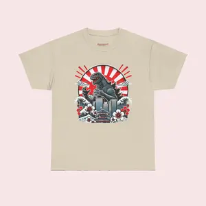Vintage Godzilla Inspired Unisex Heavy Cotton Tee, Casual Wear, Gift for Fans, Graphic T-Shirt, Streetwear, Retro Style Fabric Man