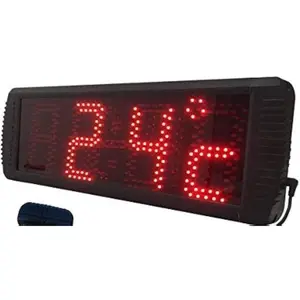 AZOOU Semi-Outdoor 5" LED Time & Temp. Sign Support Fahrenheit & Celsius Temperature Display Real Time Clock and Calendar IR Remote Conrol