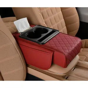 Automotive Interior Car Accessories Center Console Armrest Cushion - 2-Cup Holder, Heightening Pad, All-Season Amrest Pillow Cover Pad