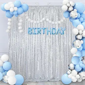 Silver Sequin Backdrop 1 Pcs-7ftx7ft Glitter Photo Booth Backdrop Curtains for Wedding Birthday Baby Shower Event Party Decorations Banners