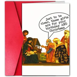 Humorous Christmas Birthday Card, Perfect Gift for Friends Family Loved Ones, Unique Holiday Decoration, Paper Material, Festive Design, Greeting Card