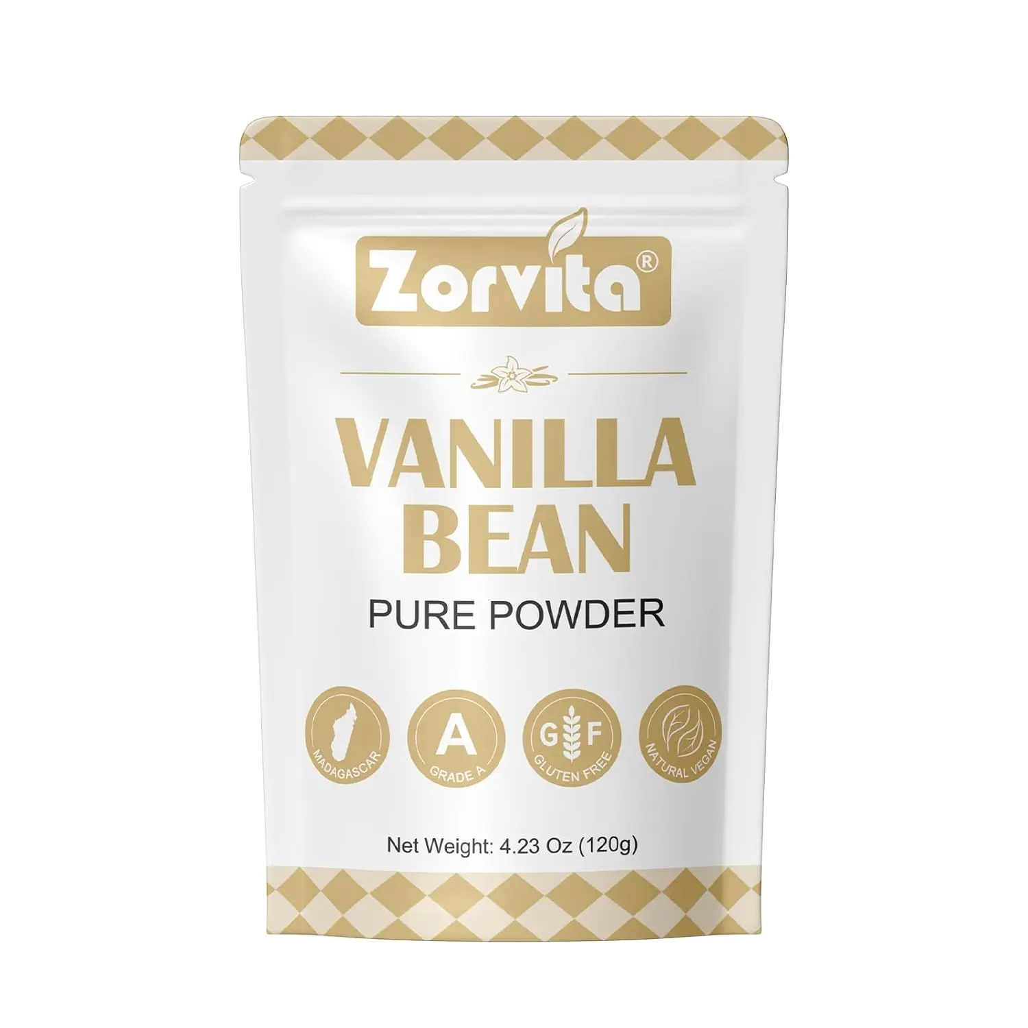 Zorvita Madagascar Vanilla Bean Powder 4.23 Oz Pure Grade A Ground Vanilla Bean, Gluten Free, No Sugar or Additives, Premium Baking, Coffee, Smoothies & Desserts, 120g