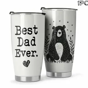 20oz Stainless Steel Vacuum Flask, Best Dad Ever Themed Coffee Cup, Tumbler For Home Office Use, Insulated Travel Drinkware, Gift For Dad Grandfather