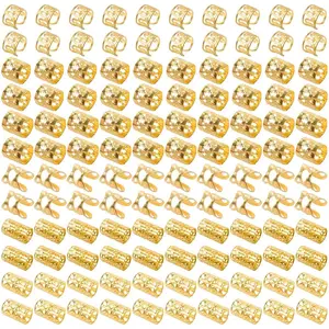120 PCS Gold Dreadlock Beads Hair Jewelry Braids Accessories for Goddess Locs Crochet Passion Twist Hair Rings Soft Metal Adjustable Braiding Cuffs (120Pcs, Gold)