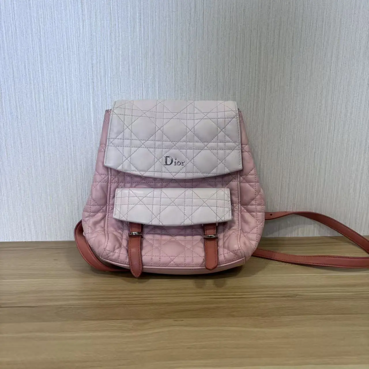 Pre-owned Dior Caro Small Macrocannage Backpack