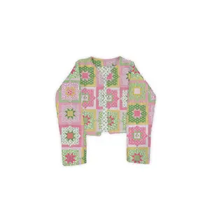 Gwen Patchwork Green Cropped Quilted Jacket