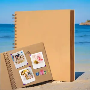 Photo Album, 1 Count Blank Thick Kraft Paper DIY Scrapbooking Supplies, Small Scrap Book Photo Albums for Wedding Travel Family