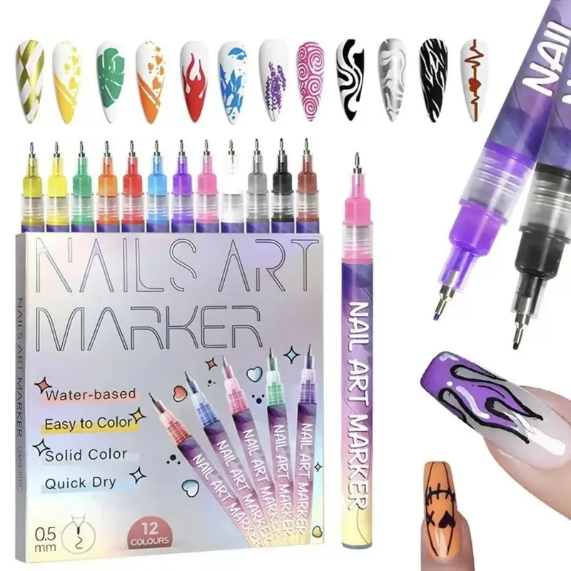 【TikTok Black Friday Exclusive】Cutics 12-Color Nail Art Pen Set - Quick-Dry Acrylic & 3D Dot Embroidery Dual Effects, DIY Salon-Level Nail Designs in 5 Mins  | Viral Nail Art Kit for Beginners & Pros, Easy Gel-Like Finish, Perfect for Holiday Gifts
