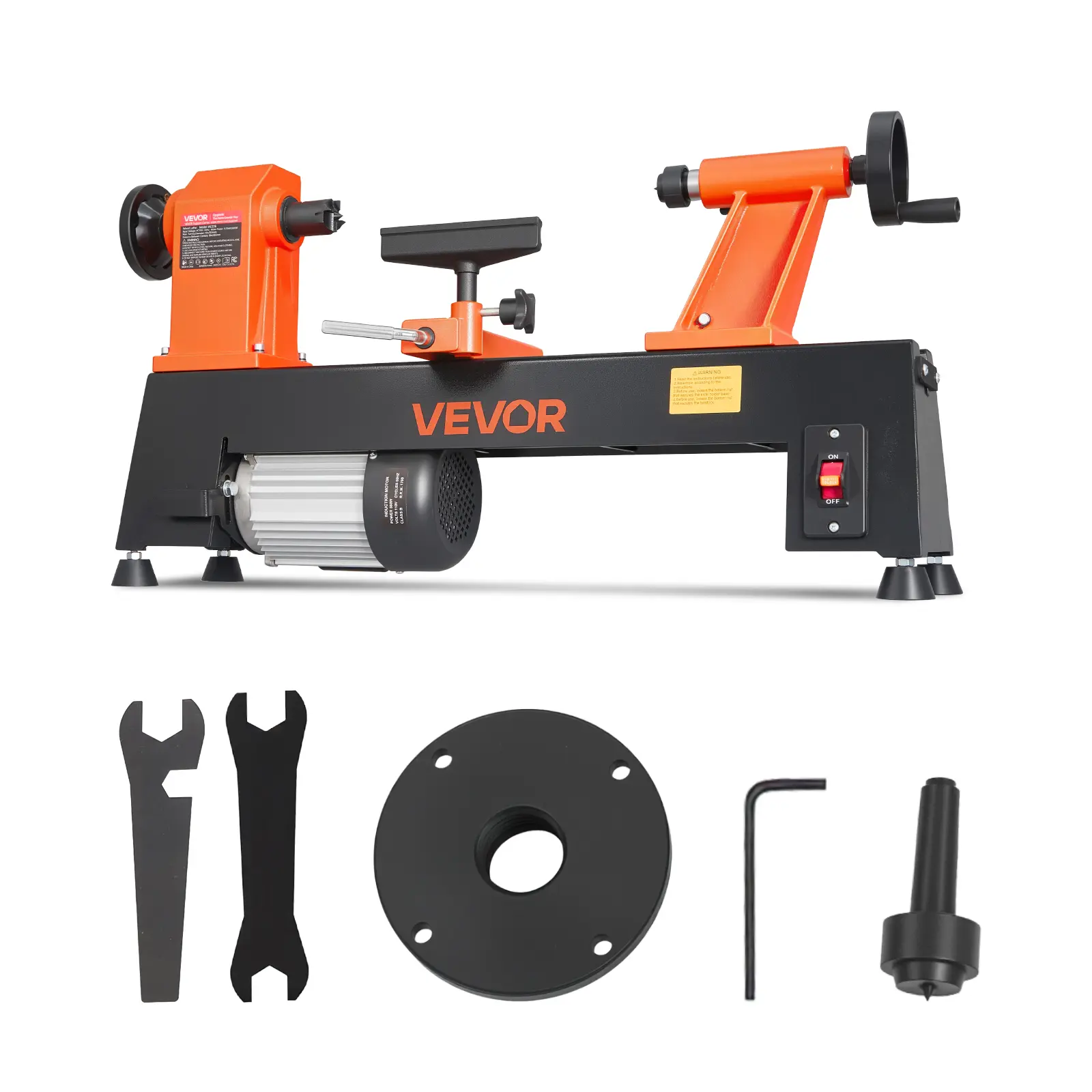 VEVOR Wood Lathe 3/4 HP 12" x 18" Benchtop Wood Lathe Machine 5 Speeds, 780/1320/1920/2640/3840 RPM, with Tool Rest, Wrenches, Faceplate, Heavy Duty, for Beginner Professional Woodworking, Woodturning