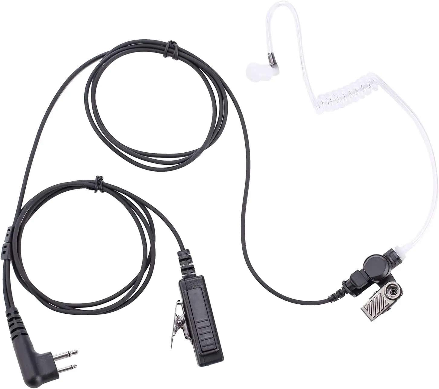 RDM2070D 2-Wire  Earpiece for  Walkie Talkies (CLS1410/CP200/GP2000) & Bearcom Radios - Walkie Talkie Radio Headset with Big PTT Mic & 2-Pin Acoustic Tube(1 Pack)