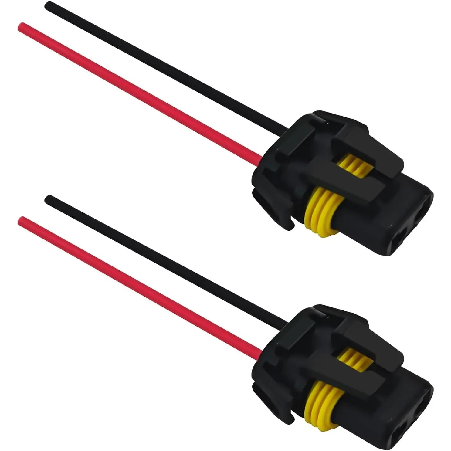 2PCS Copper 12V Headlight Wiring Harness Pigtail Kit - 1.26x1.13x0.65 Inches Female Connector Plug, Fog Light Sockets Adapter for 9005 9006 9012 HB3 HB4 Car Headlamp Accessories