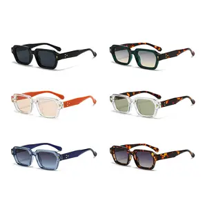 Square Frame Sunglasses – Trendy Chunky Retro Eyewear, Unisex Modern Contrast Design Shades with UV Protection, Lightweight Fashion Glasses for Daily Wear, Travel, Street Style & Driving