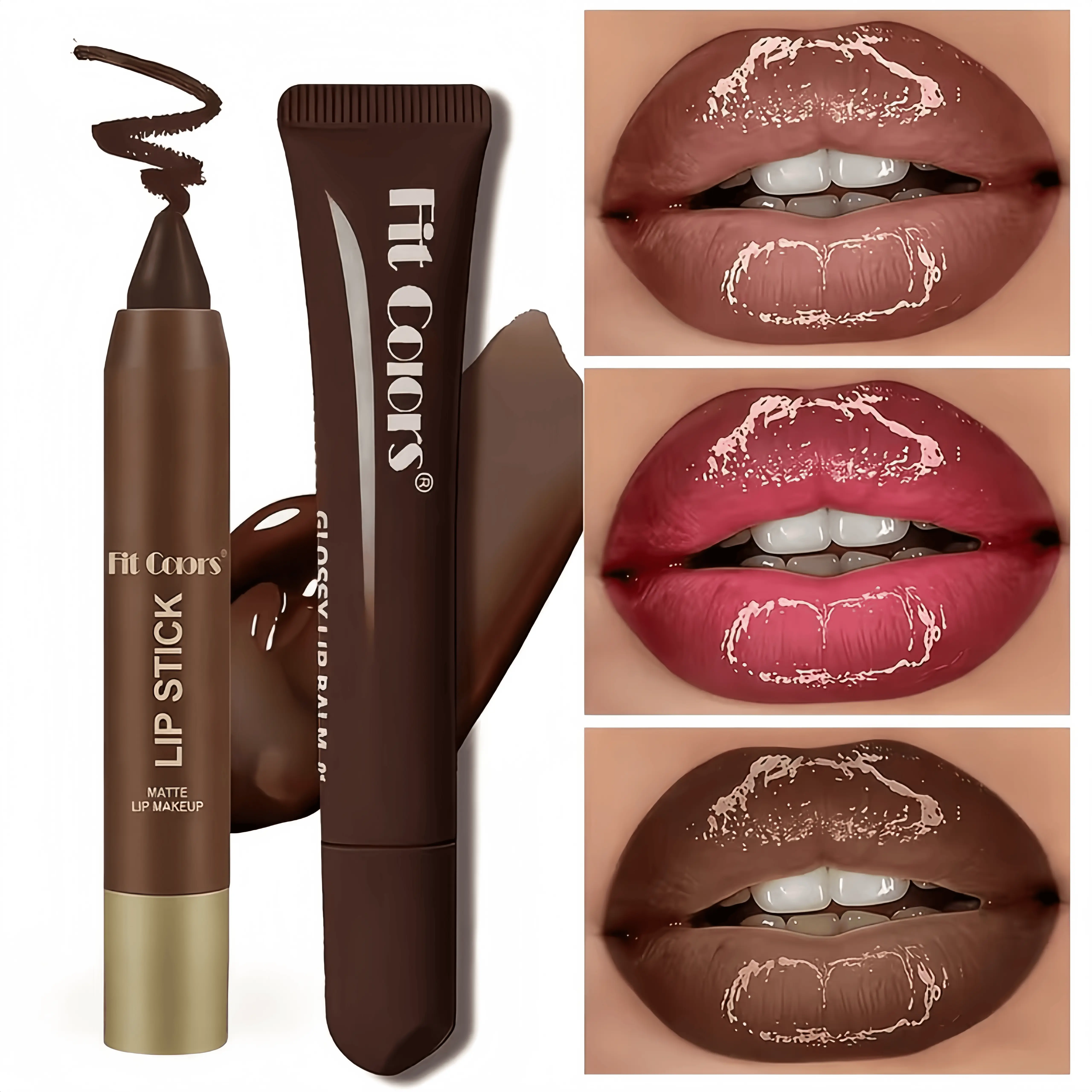 Fit Colors Matte Lip Liner and Moisturizing Lip Oil Set, Precise Lip Liner, for Easy Lip Line Definition with a Natural Nude Glossy Finish, Perfect Holiday Gift