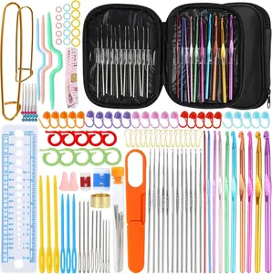 1Set DIY Crochet Kit for Beginners Adults Including Crochet Hooks, Stitch Markers and Other Useful Crochet Accessories Ideal for On The Go or For Storage At Home