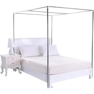 Canopy Bed Frame, Stainless Steel Canopy Bed Mosquito Net Frame Bracket Fit for Queen Size Four-Corner Bedroom, Mosquito Curtains Decor (6.56 * 6.56 * 6.56ft)