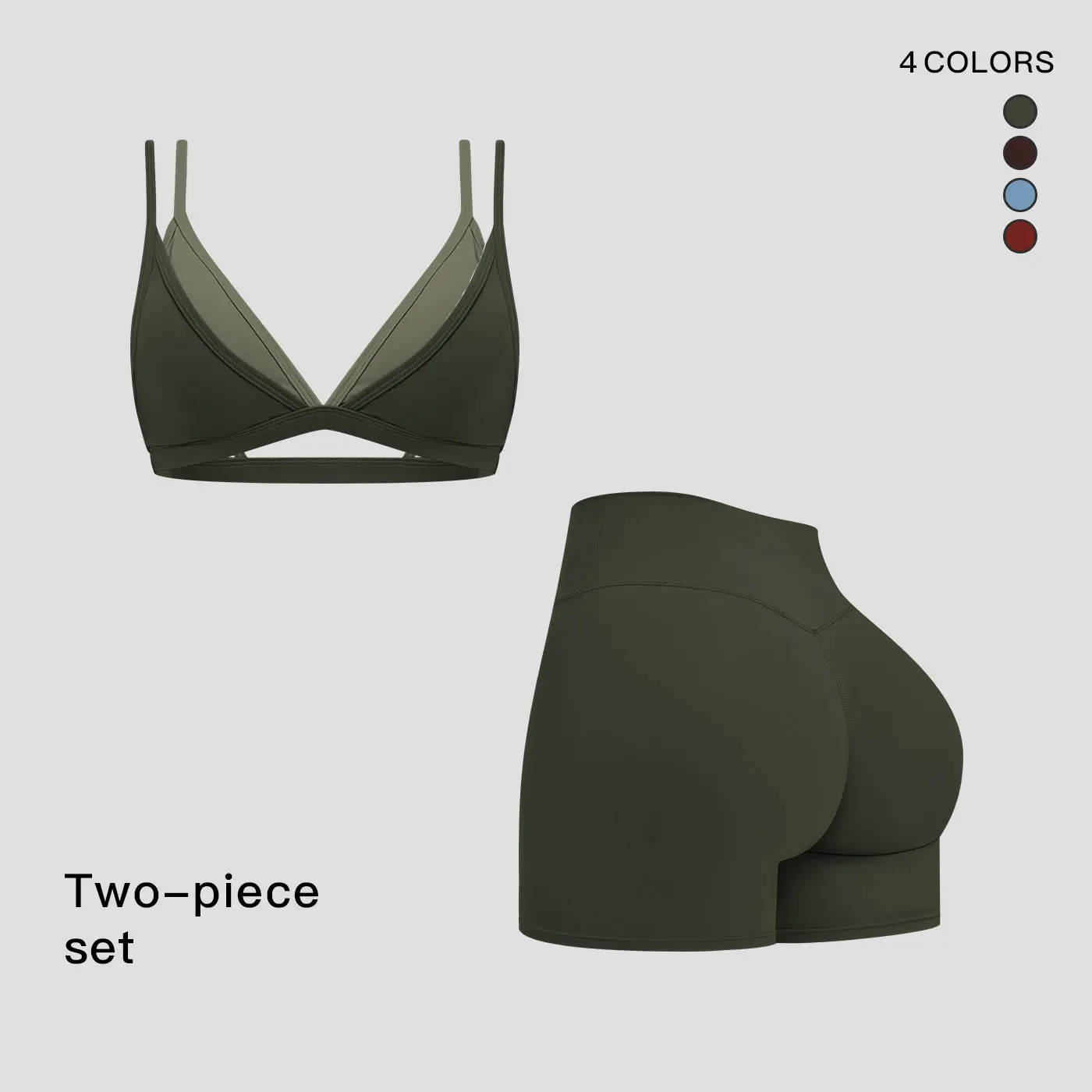 MFVIM Women’s Autumn 2-Piece Activewear Gym Sets - Strappy Workout Bra, High-Waisted Solid Slim-Fit Shorts, Gym Workout Apparel for Yoga & Fitness