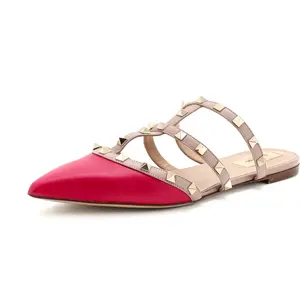 Pre-owned Valentino Garavani Women's Rockstud Flat Mules Leather by Rebag