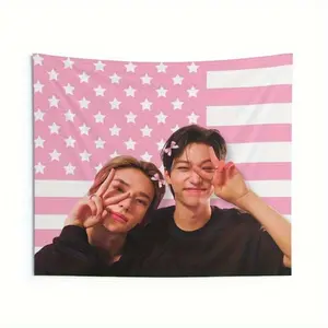 SKZ Live America Banner - Stray Hyunjin & Kpop Merch, 60x40 Feet, Pink with White Stripes, Durable PEa Tapestry, Perfect for Concerts, Birthdays, and Fan Gifts, Fan Merchandise |     Kpop Merchandise |     Fabric, Kpop Merchandise
