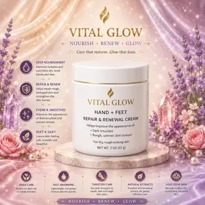Vital Glow – Tamarind Hand + Feet Repair & Renewal Cream Helps Improve the Appearance of Dark Knuckles & Rough Skin Glycerin Coconut Oil