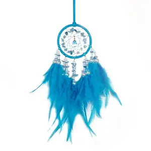 Crystal Car Hanging Ornament, Multi-Color Feather Dream Catcher Rearview Mirror Charm, Bohemian Multi-Color Dream Catcher, Handmade Feather & Crystal Wall Decor for Bedroom, Living Room & NurseryPremium Boho  Decor with Multiple Color Options