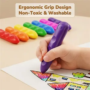 Non-Toxic Washable Jumbo Crayons for Toddlers Kids 1-3 2-4, Ergonomic Easy-Grip Large Crayon Set for Early Learning, Natural Wax Toddler Art Supplies, 8/16/30 Pcs Stuff for Coloring Painting Drawing (Home Classroom), Birthday Gifts for Boys Girls