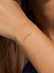 Elegant Rhinestone Cross Chain Bracelet, Perfect Gift for Mom & Girlfriend, Daily Wear Jewelry, Simple Design, Ideal Present Idea, Modern Fashion Accessories