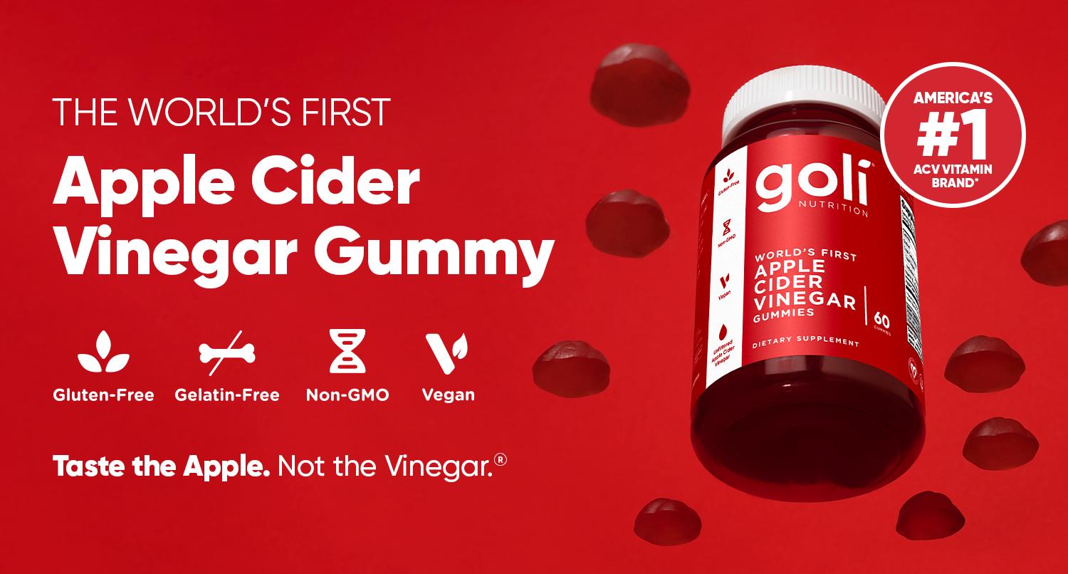 6 Bottles of Goli Apple Cider Vinegar Gummy Vitamins - Vitamin B12, Gelatin-Free, Gluten-Free, Vegan & Non-GMO.