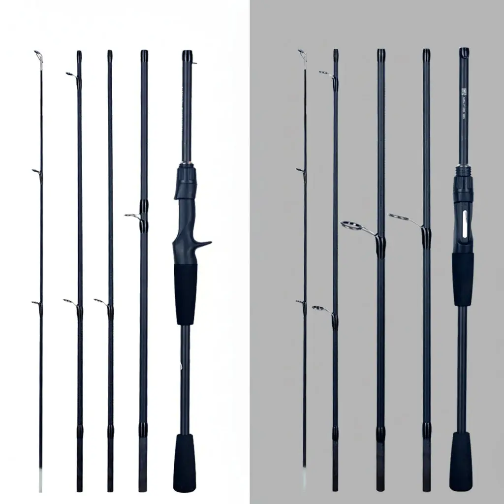 Carbon Fiber Baitcasting Rod - Bass Casting Rods, Fishing Gear Tackle, Fast Action, M Power Rating, 5-30g Lure Weight, Compact Travel Pack Pole for Freshwater Fish, Controlled Casts, Outdoor Fishing Supplies