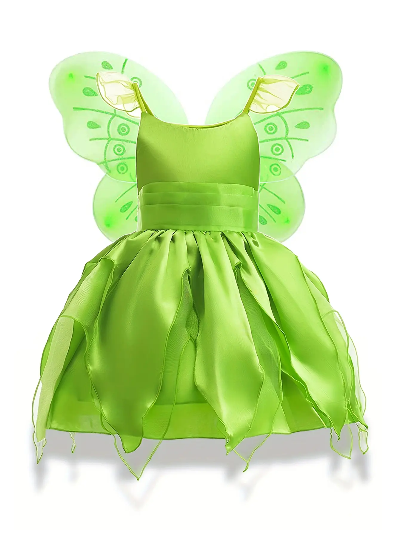 LOEL Girls Green Leaf Petal Fairy Dress, Kids Halloween Birthday Cosplay Outfit
