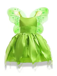 LOEL Princess Tinkerbell Costume for Girls Green Tutu Fairy Dress Halloween Cosplay Birthday Party Outfit Halloweencostume