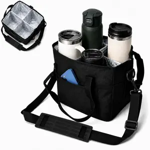 Family Size 4 Compartment Drink Bag,Multiple Tumbler Carrier Caddy,with Adjustable Strap,4 Compartment Insulated Drink Holde,for Hiking,Walking,Sports,Family Outings & Daily Use summervibes large package